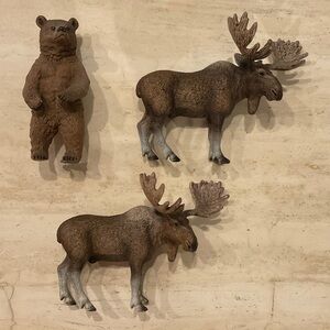 Schleich Moose Bull & Grizzly Bear Wildlife Series Toy Figurine Toys Figure Lot